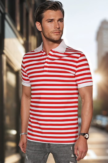 Moška črtasta polo majica bela Dstreet PX0643