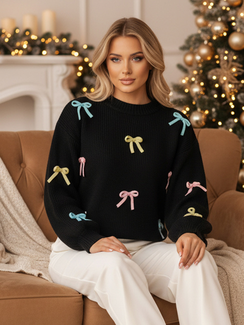 Ženski pulover TIELUSH ene velikosti v majhni koakrdki črni Dstreet MY2358z