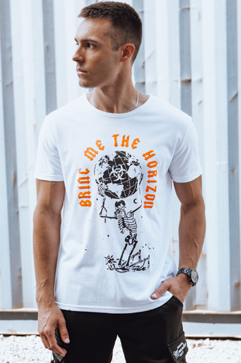 Moška majica s potiskom bela Dstreet RX5619