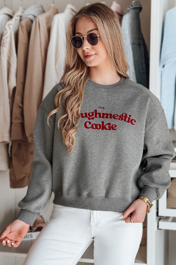 Ženska bluza prevelike velikosti s potiskom COOKIES temno sive barve Dstreet BY1443