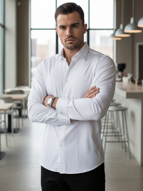 Moška elegantna bela srajca Dstreet DX2617