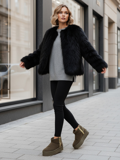 Ženski semiš zeleni snežni škornji Dstreet ZY1295