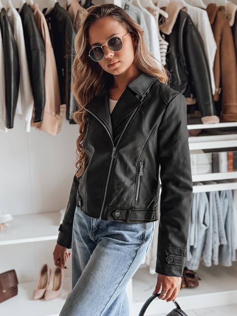 Ženska usnjena jakna DARKGLORY ramonesque black Dstreet TY4963