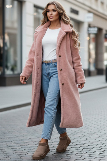 Ženski zimski plašč Teddy krzno dolgo roza Dstreet NY0751z