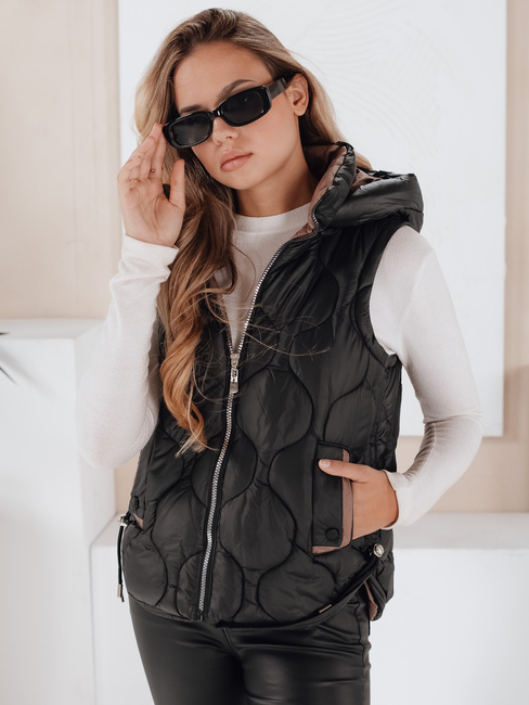Ženski prešiti telovnik s kapuco MISSVEST black Dstreet TY5022