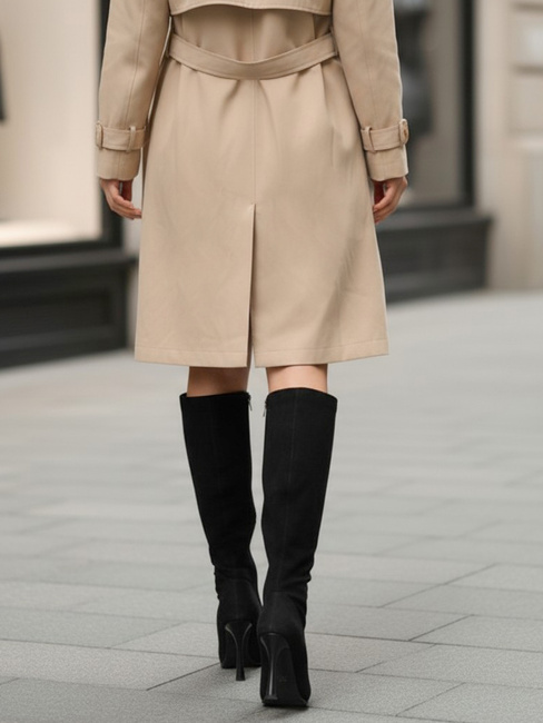 Ženski semiš škornji črni Dstreet ZY1335