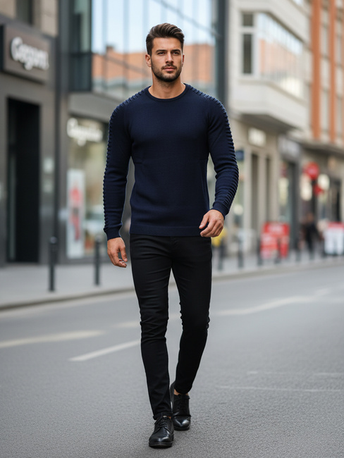 Moški pulover v mornarsko modri barvi WX2297z