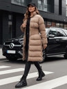 Ženska zimska dolga prešita jakna FABWARM beige Dstreet TY4621