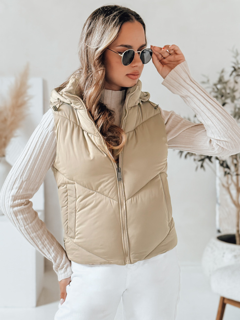 Ženski prešiti telovnik LIKEHUGS beige Dstreet TY4979