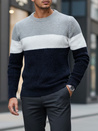 Moški pulover z okroglim vratnim izrezom sive barve mornarsko modre barve Dstreet WX2320
