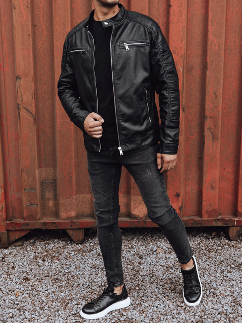 Moška usnjena jakna črna Dstreet TX4733
