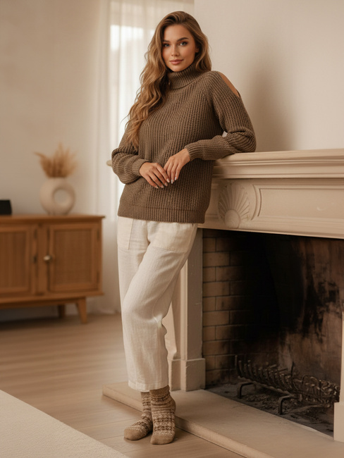 Ženski pulover GOLFIVA beige Dstreet MY2403