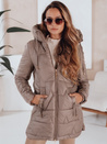 Ženska prešita zimska jakna s kapuco temno bež Dstreet TY5093