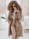 Ženska zimska dolga prešita jakna s krznom camel Dstreet TY5073