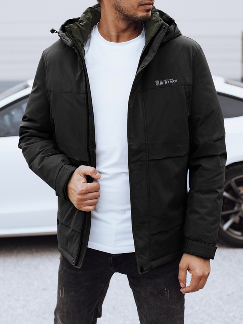 Moška zimska jakna s kapuco črna Dstreet TX4908