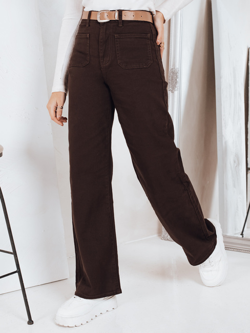 Kavbojke s širokimi nogavicami rjave barve Dstreet UY2842
