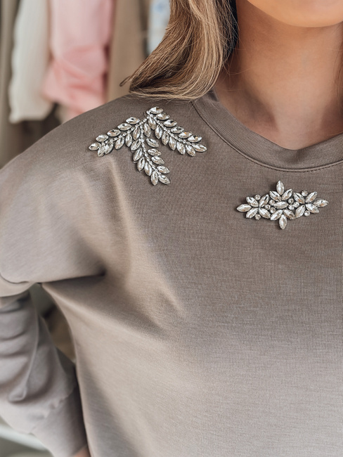 Ženska bluza z dolgimi rokavi v barvi maslene sivke CRYSTALIA mocha Dstreet RY2770