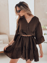 LYVONNE poletna muslinska obleka temno rjava Dstreet EY2617
