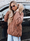 Ženska zimska prešita jakna s kapuco rjave barve Dstreet TY5231