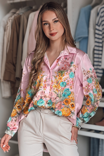 Ženska prevelika cvetlična majica BLOSSIVA roza Dstreet DY0465