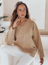 amski pulover z V-izrezom VERALIA camel Dstreet MY2518