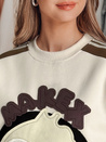 Ženska prevelika majica z našitki CUTE MAKEX beige Dstreet BY1492