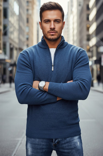 Moški pulover v mornarsko modri barvi Dstreet WX2340