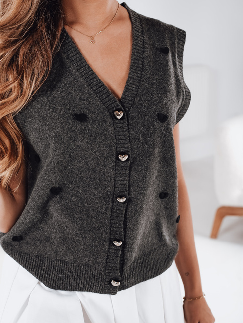 Ženski pulover brez rokavov temno sive barve Dstreet MY2521