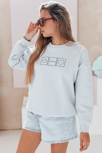 Ženska bluza prevelike velikosti z vezenino EASYJOY modra Dstreet BY1516