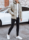 Moška prešita zimska jakna s kapuco svetlo bež Dstreet TX5063