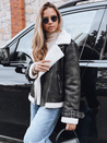 Ženska jakna ramones z ovčjo kožo črna Dstreet TY5237