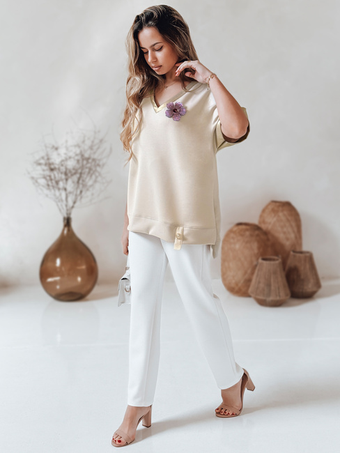 Ženska bluza prevelike velikosti SHINE LOVE beige Dstreet RY2914