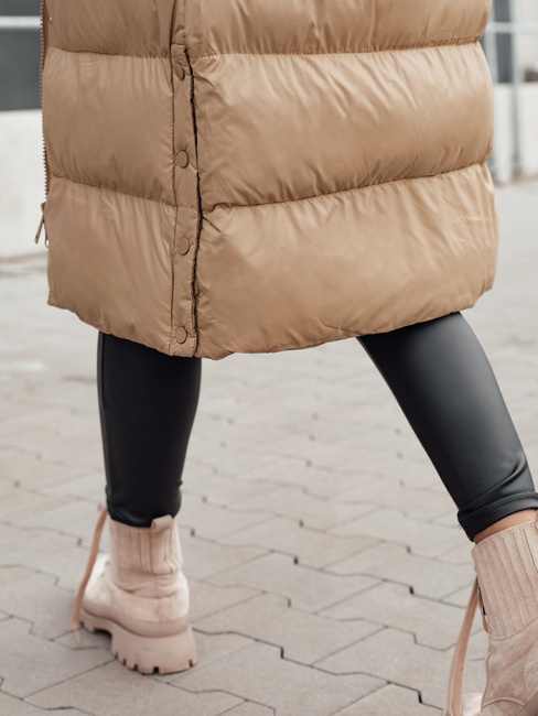Ženska prešita zimska jakna s krznom STYLEBELLA beige Dstreet TY4609