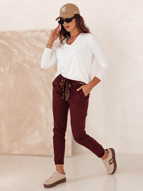 Ženske hlače CHARMYOU iz džinsa s pasom bordo Dstreet UY2271