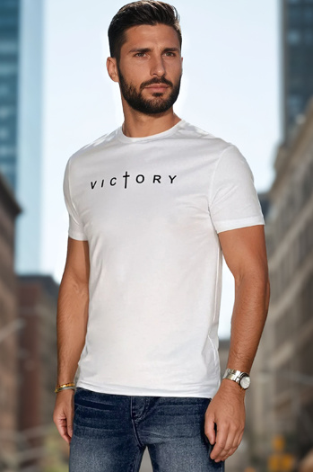 Moška majica s potiskom bela Dstreet RX5641