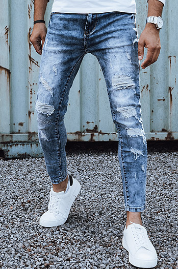 Spodnie męskie jeansowe z dziurami niebieskie Dstreet UX4451