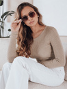 Ženski rebrasti pulover NOLVIE beige Dstreet MY2496