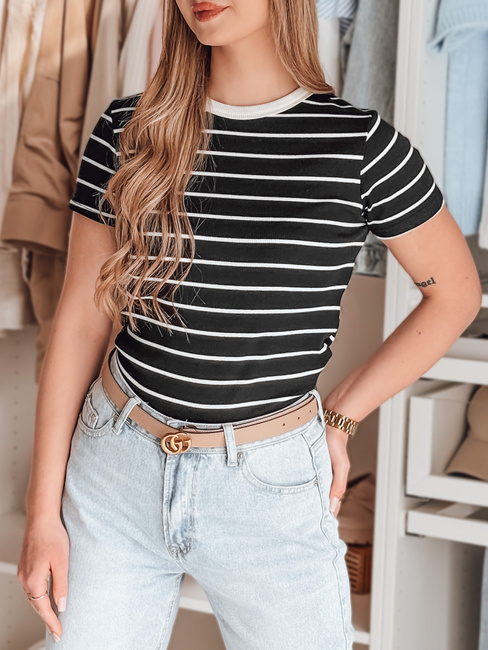 Ženska osnovna črtasta majica LINESS black Dstreet RY2817
