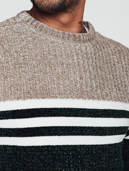 Moški črtast zelen pulover Dstreet WX2231