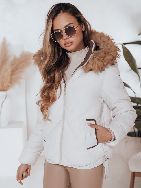 Ženska zimska jakna COLDLIKE prešita s kapuco bela Dstreet TY5002
