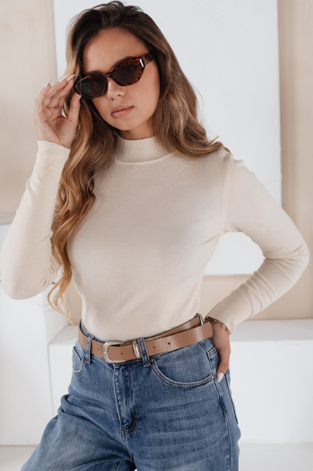 Ženski pulover z rolojem TARLENA ecru Dstreet MY2482