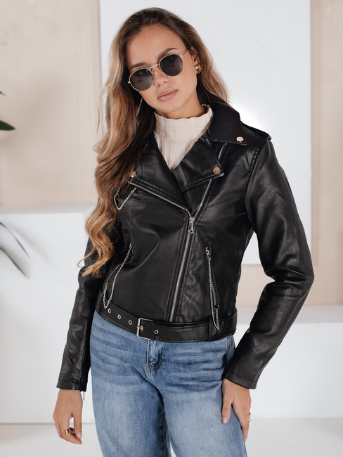 Ženska usnjena jakna ramones black Dstreet TY5200
