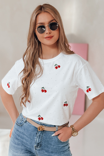 Ženska majica v češnji FRUTTIKA bela Dstreet RY2892