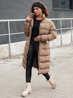 Ženska zimska dolga prešita jakna FABWARM beige Dstreet TY4621_1