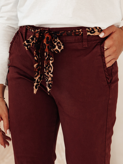 Ženske hlače CHARMYOU iz džinsa s pasom bordo Dstreet UY2271