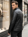 Moška prešita zimska usnjena jakna črna Dstreet TX5113