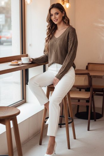 Ženski pulover LACEONIA beige Dstreet MY2404