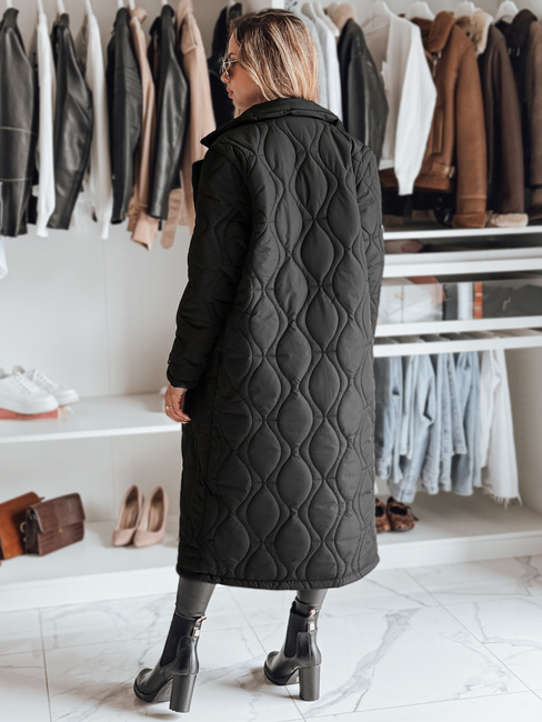 Ženski prešiti dolgi plašč TRENDIFY black Dstreet TY4378