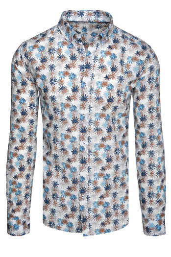 Moška cvetlična bela srajca Dstreet DX2646