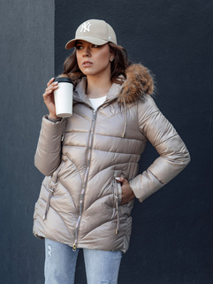 WINTERCHIC ženska zimska jakna s kapuco camel Dstreet TY4438_1